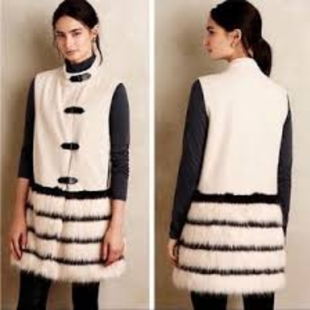 Plenty by Tracy Reese Anthropologie furry textured NAKKA vest Size small